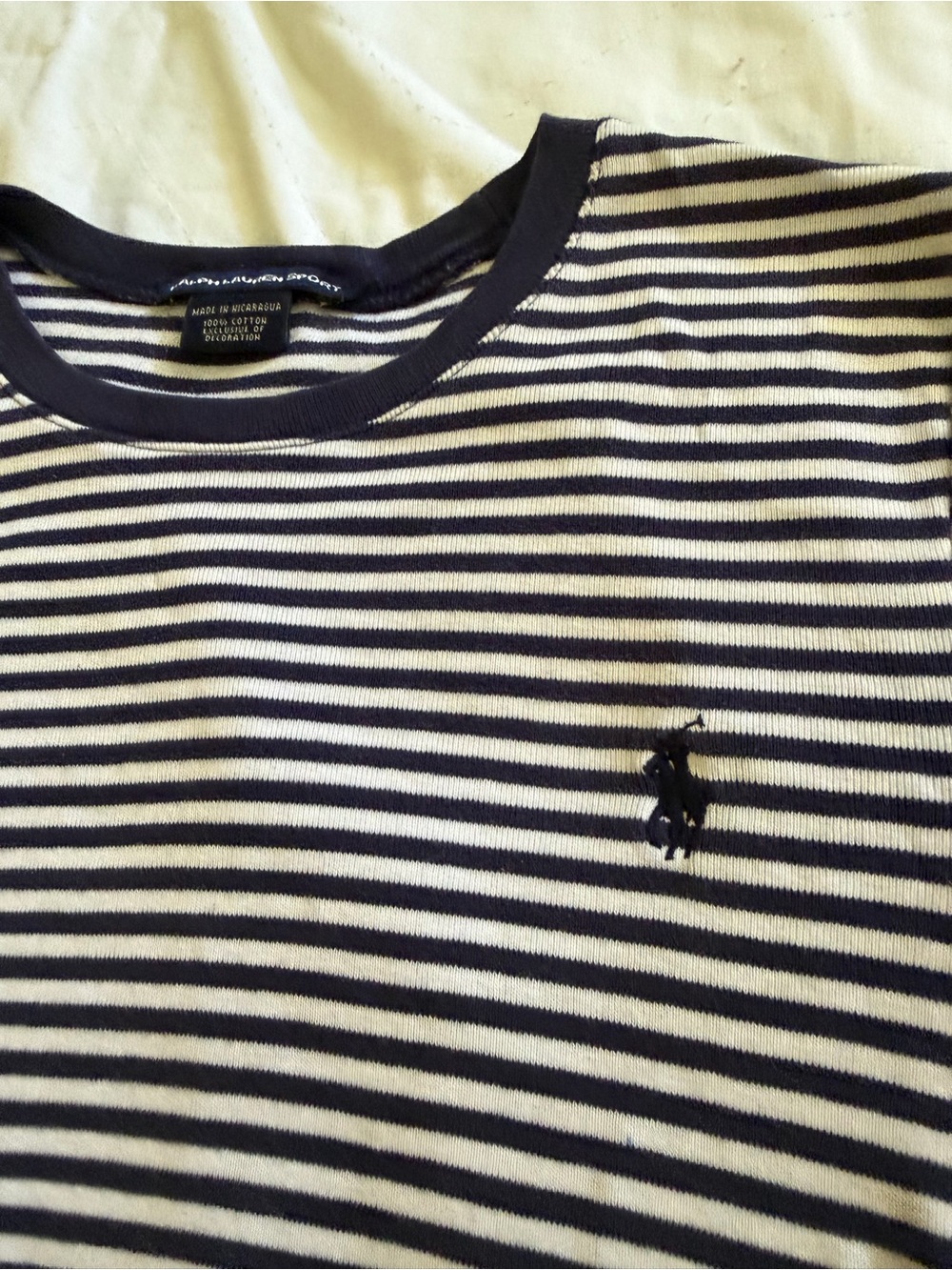 Ralph Lauren Navy and White Striped Short-Sleeve Crewneck - Picture 3 of 4